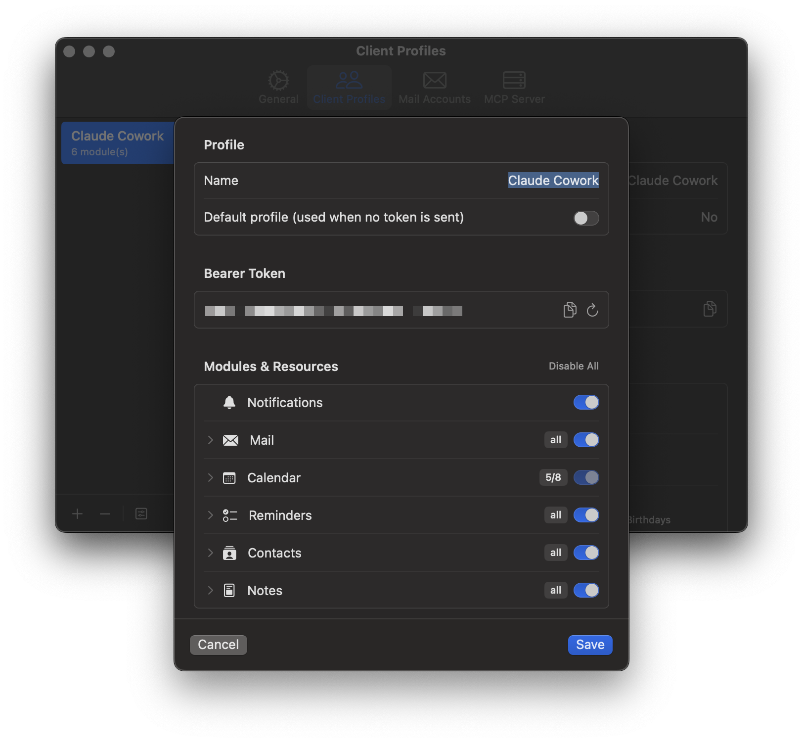 Client Profiles settings